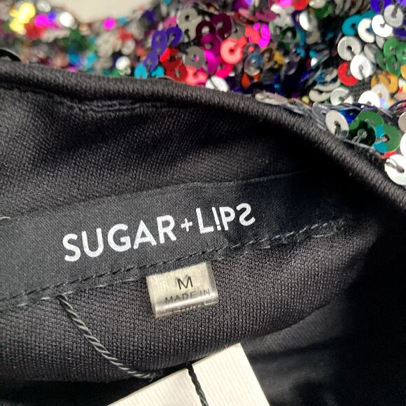 Sugar Lips NEW Sequin Bubble Sleeve Top - Neptune - Medium - Picture 7 of 10